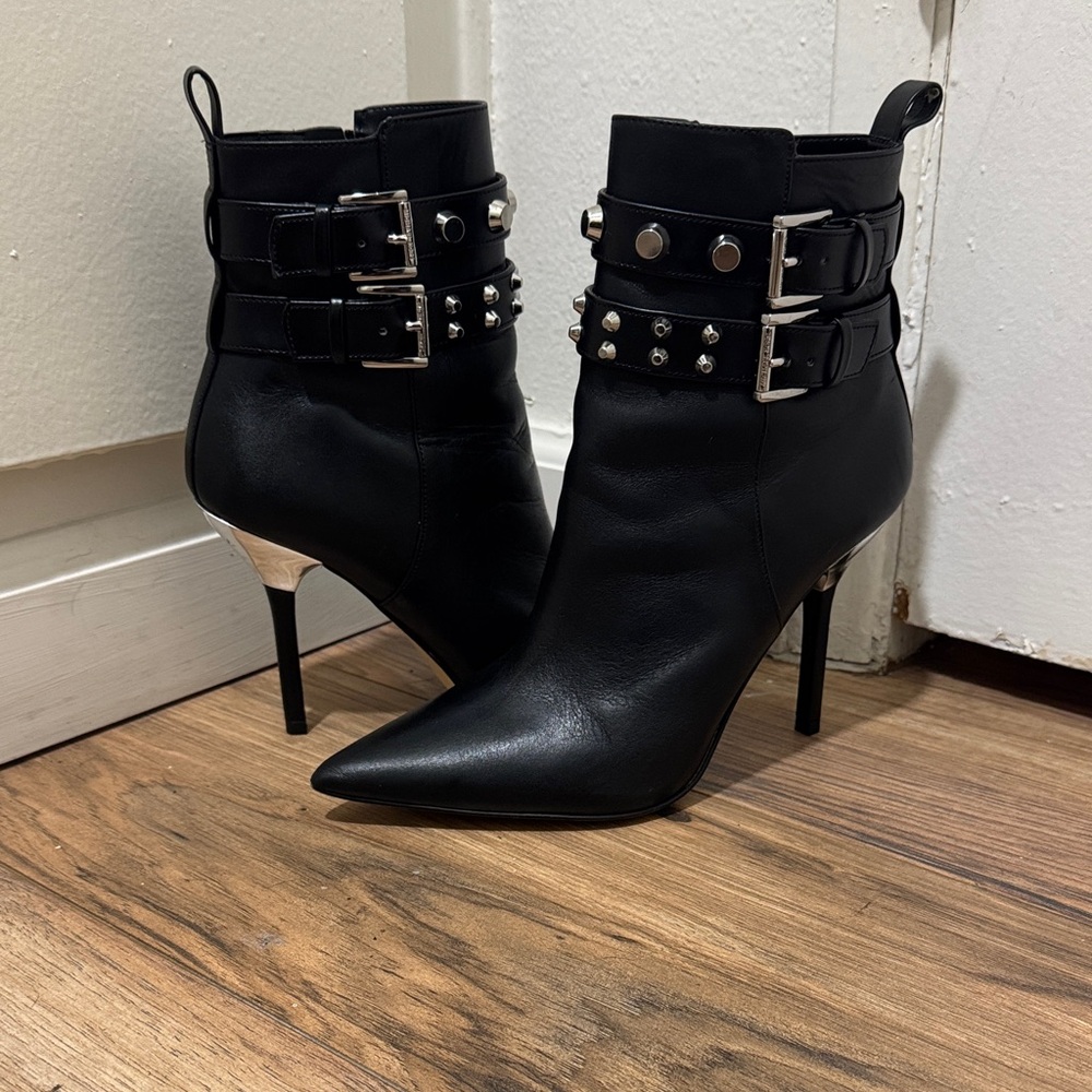 Michael Kors Black Ankle Boots with Silver Studs